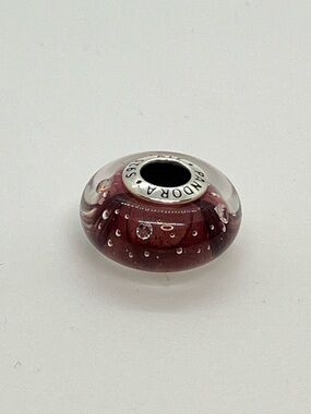 Pandora 925 ‘ Effervescence ‘ Purple Murano Glass Charm Bead # 791616CZ